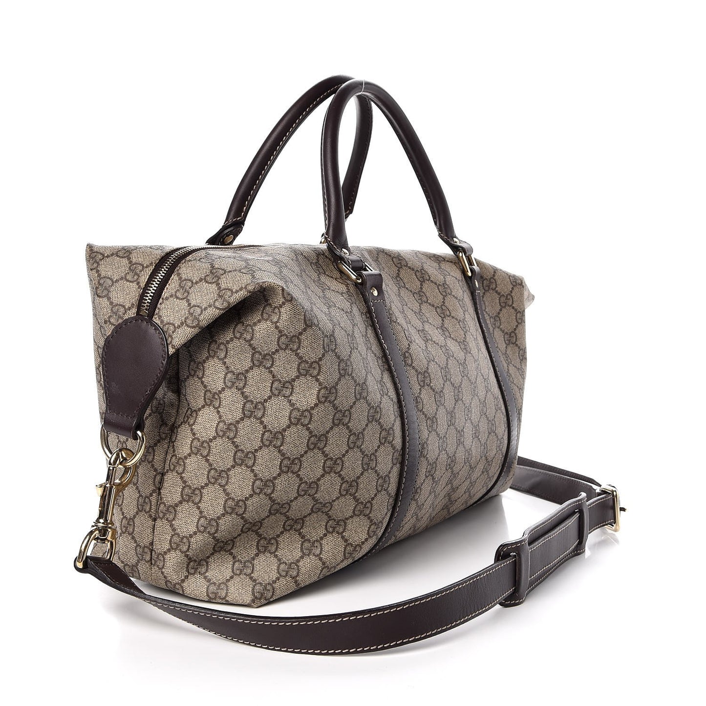 GG Plus Monogram Boston Carry On Duffle Bag Brown