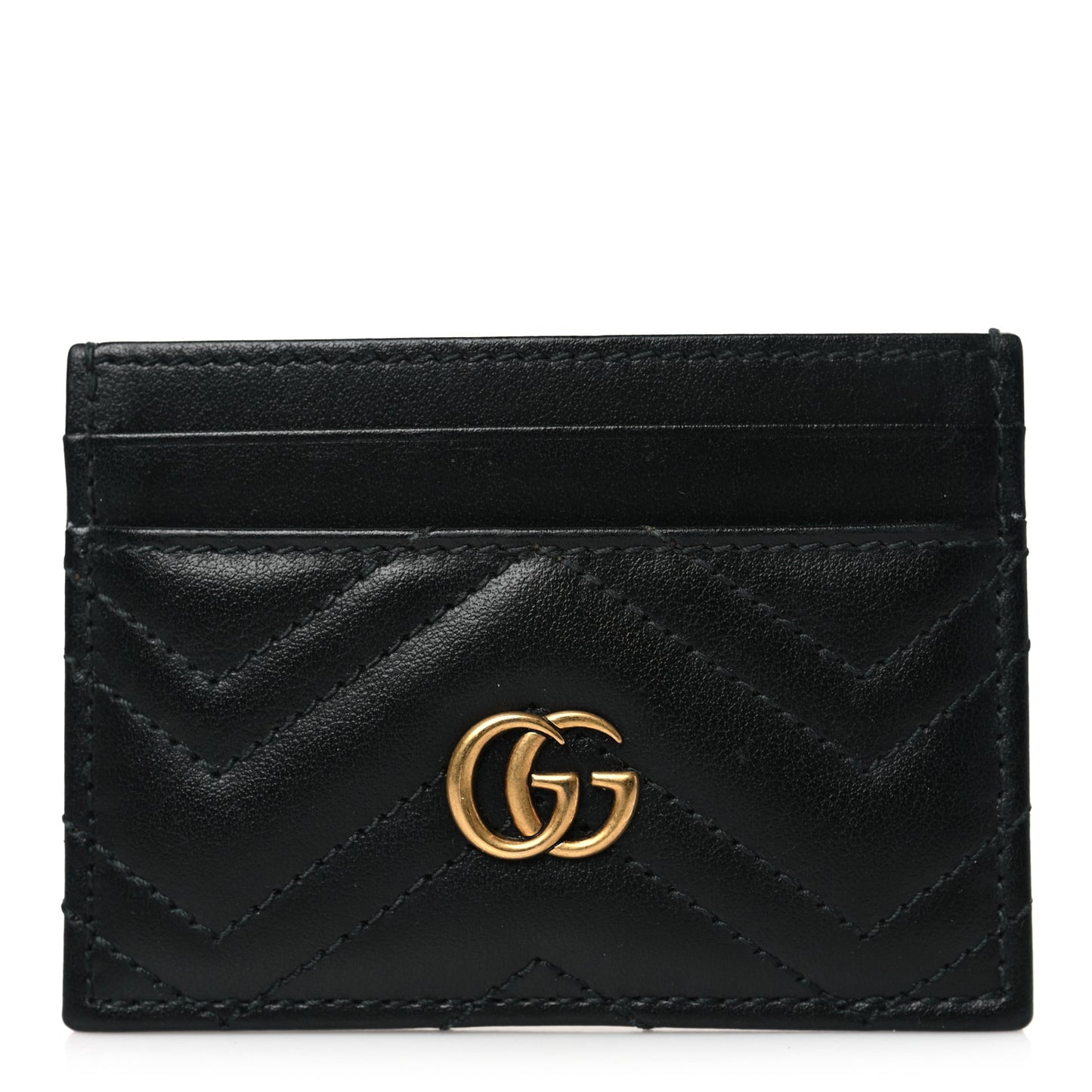 Calfskin Matelasse GG Marmont Card Holder Black