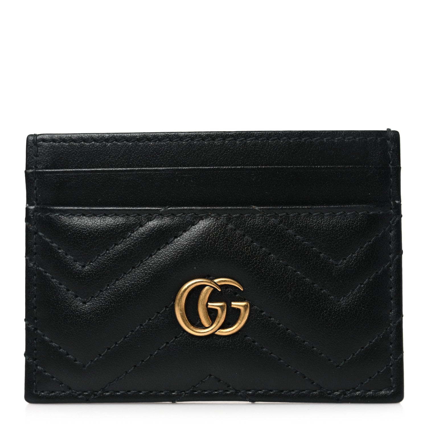 Gucci Calfskin Matelasse GG Marmont Card Holder Black 1 of 7