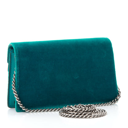 Gucci Velvet Super Mini Dionysus Shoulder Bag Pavone Cyan 3 of 9