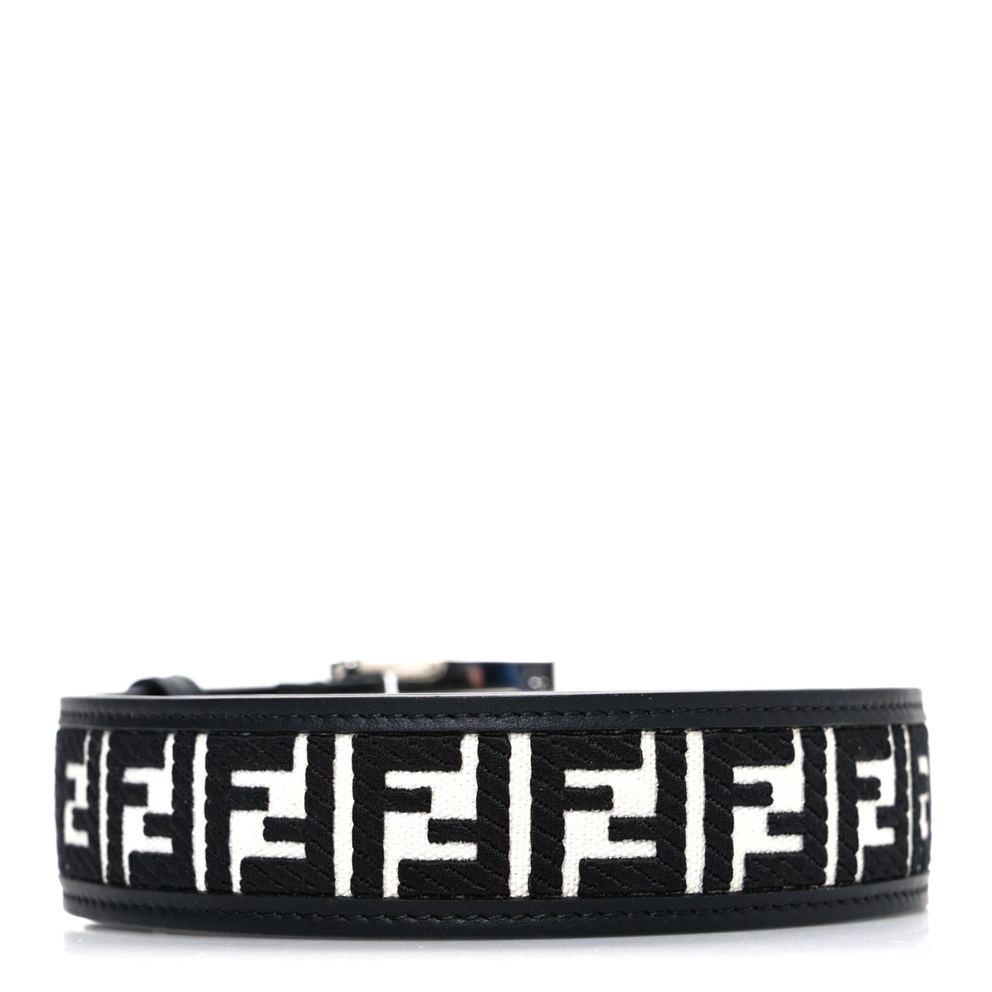 X MARC JACOBS Canvas Vitello King FF Belt 70 28 Black White