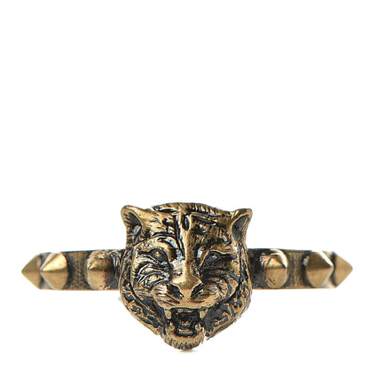 Gucci Metal Feline Head Ring 16 Aged Gold 1 of 6
