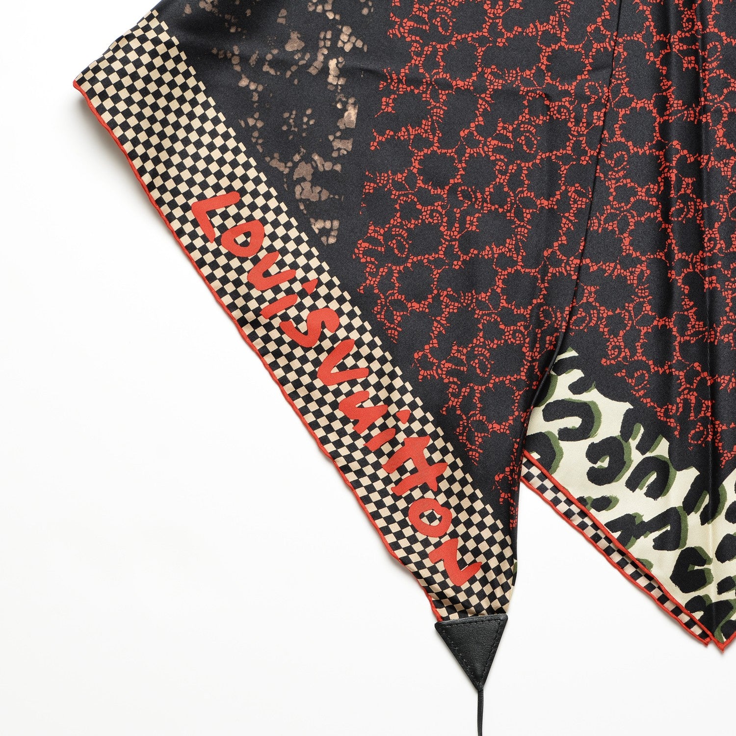 Louis Vuitton Silk Leopard Tassel Scarf Black 3 of 7