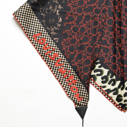 Louis Vuitton Silk Leopard Tassel Scarf Black 3 of 7