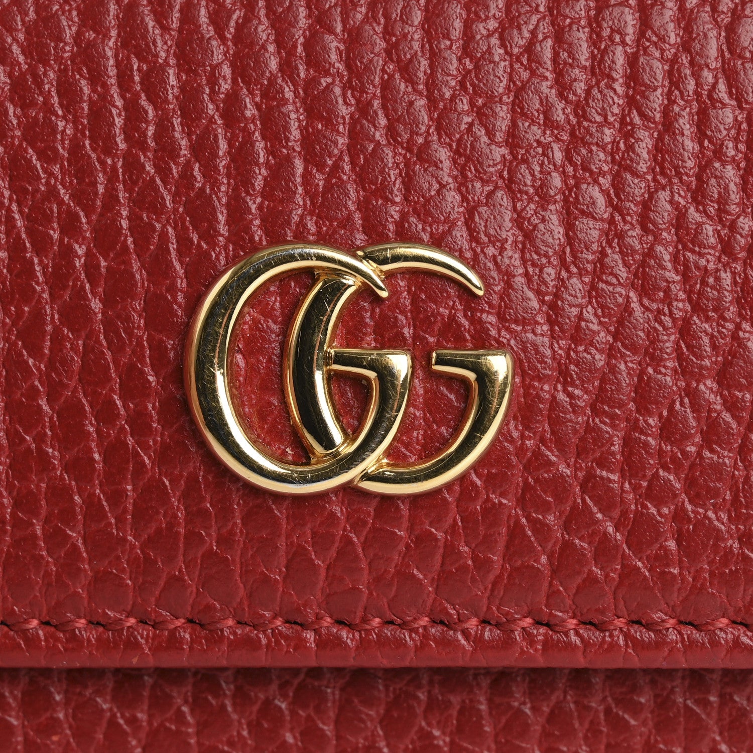 Gucci Pebbled Calfskin GG Marmont 6 Key Holder Hibiscus Red 10 of 11