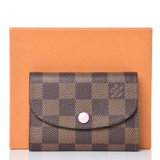 Damier Ebene Rosalie Coin Purse Rose Ballerine