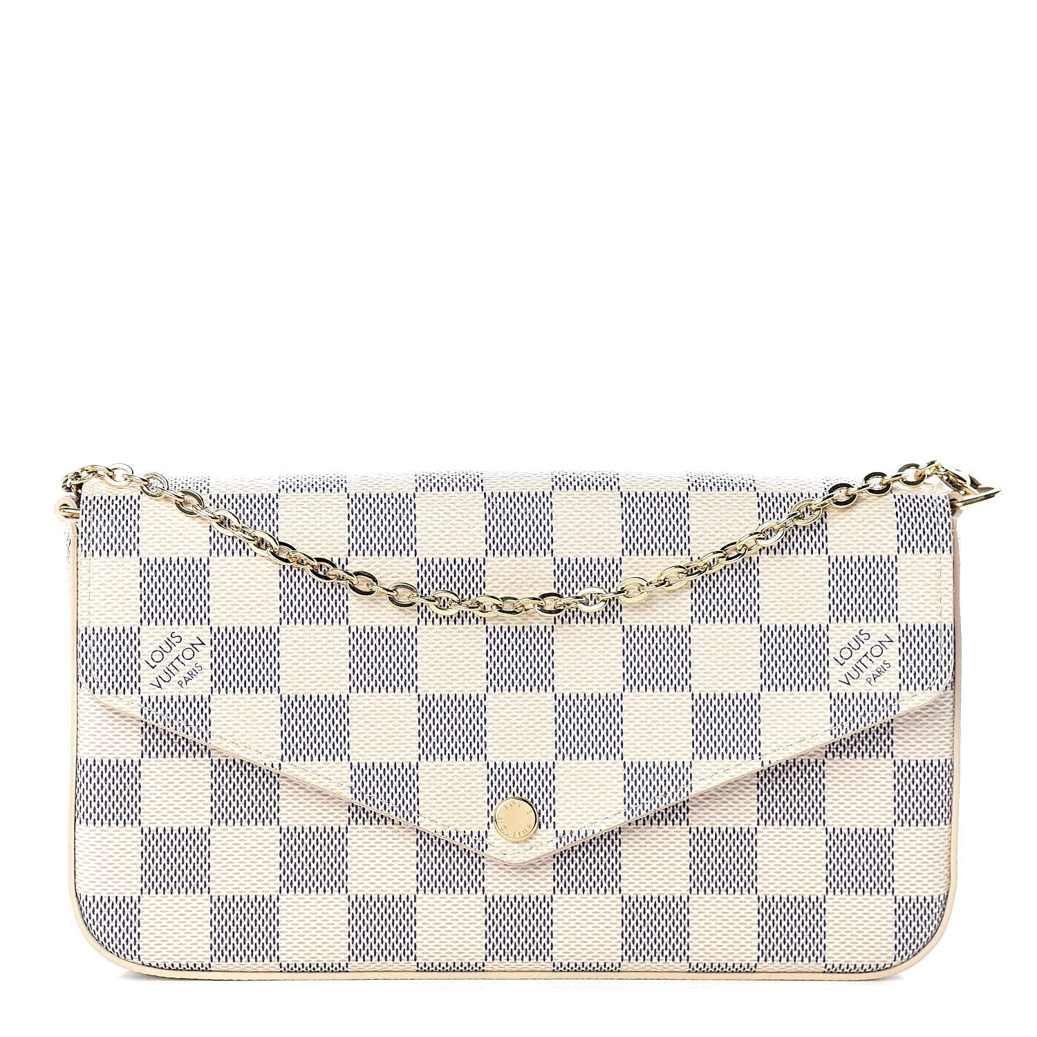 Louis Vuitton Damier Azur Pochette Felicie Chain Wallet Rose Ballerine 1 of 12