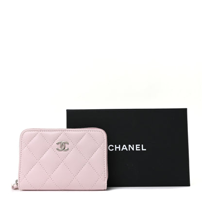 Chanel Lambskin Quilted Zip Around Coin Purse Wallet Light Pink 10 of 10