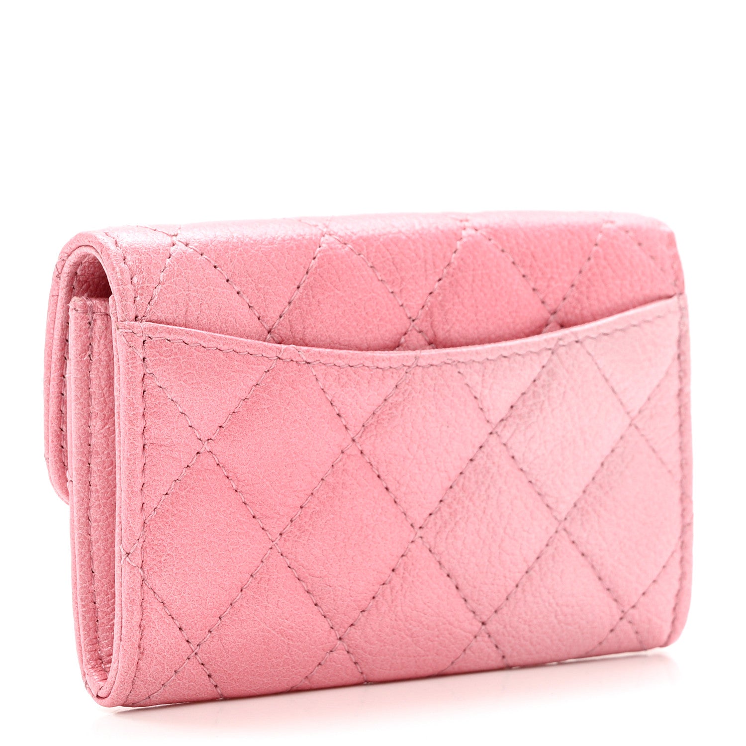 Chanel Cloudy Pearly Goatskin Quilted Flap Card Holder Wallet Light Pink 3 of 8