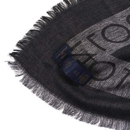 Louis Vuitton Silk Wool Monogram Lock And Go Denim Shawl Black 3 of 3