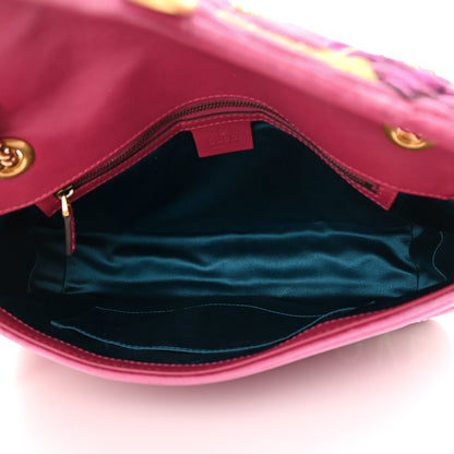 Gucci Velvet Matelasse Blind for Love Embroidered Medium GG Marmont Shoulder Bag Light Raspberry Rose Multicolor 5 of 17
