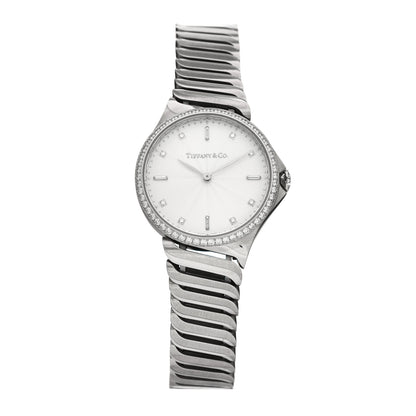 Tiffany Stainless Steel Diamond Bezel 28mm Metro 2-Hand Quartz Watch 1 of 5