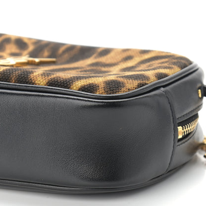 Saint Laurent Canvas Calfskin Leopard Print Monogram Mini Lou Camera Bag Brown 8 of 8