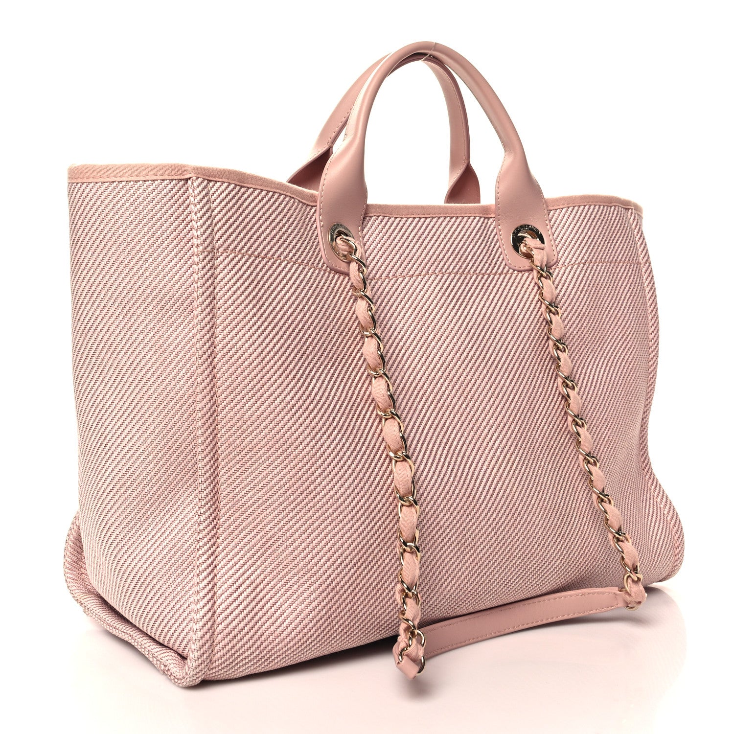 Chanel Mixed Fibers Calfskin Medium Deauville Tote Rose Pink 3 of 10