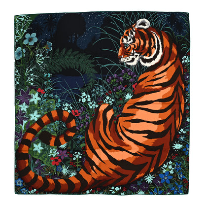 Hermes Cashmere Silk Tyger Tyger Shawl 140 Ardoise Turquoise Brique 1 of 6