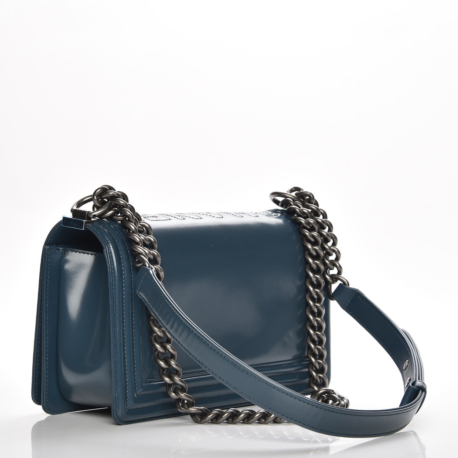 Chanel Glazed Calfskin Medium Boy Flap Blue 3 of 9