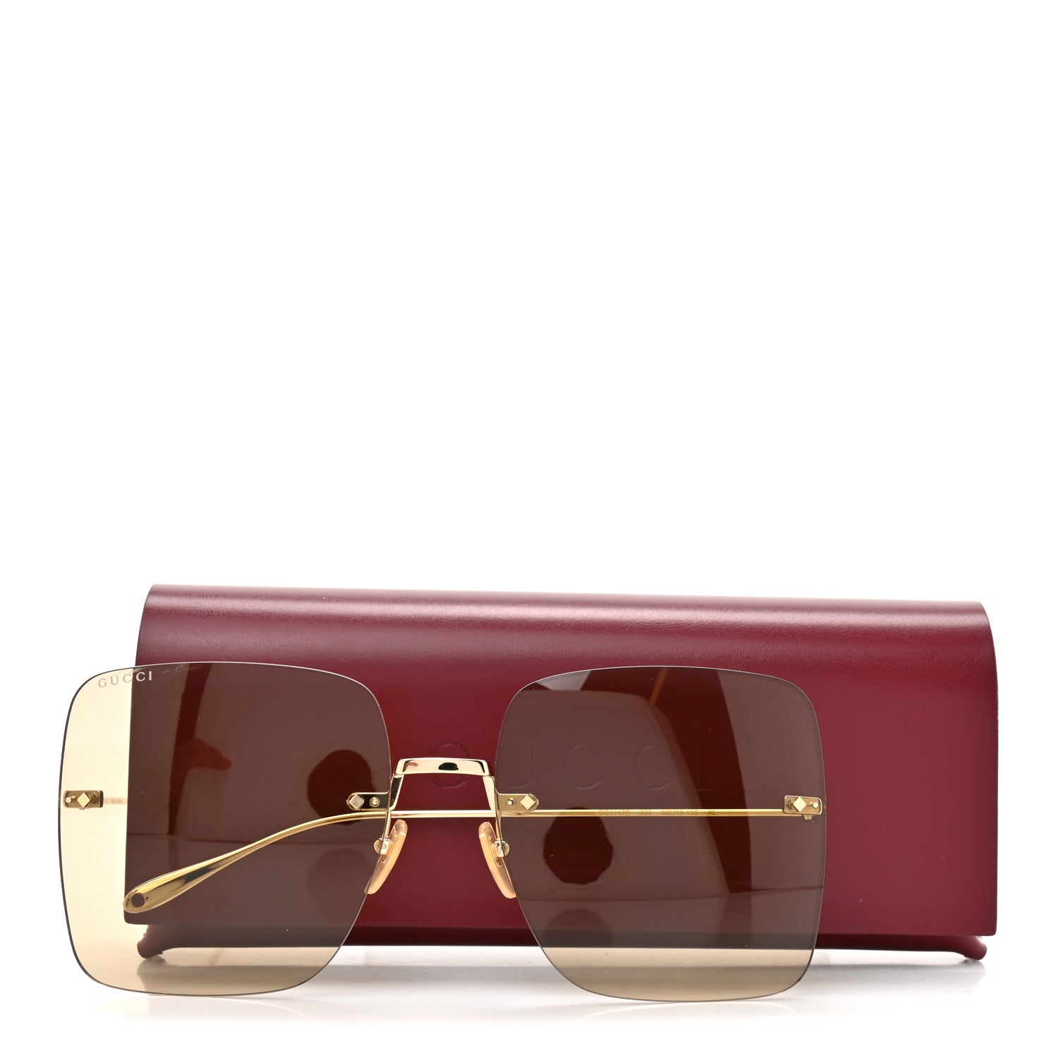 Gucci Acetate Detachable Charm Square Frame Sunglasses GG1147S Gold 8 of 8