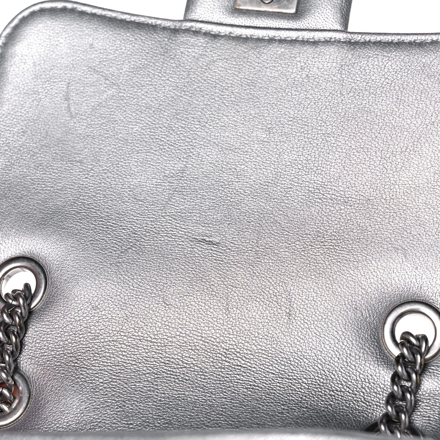 Metallic Lambskin Chevron Quilted Studded Stud Wars Backpack Silver