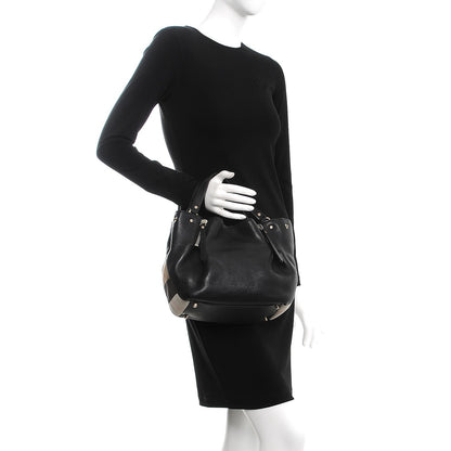 Burberry Grainy Calfskin House Check Small Maidstone Black 2 of 11