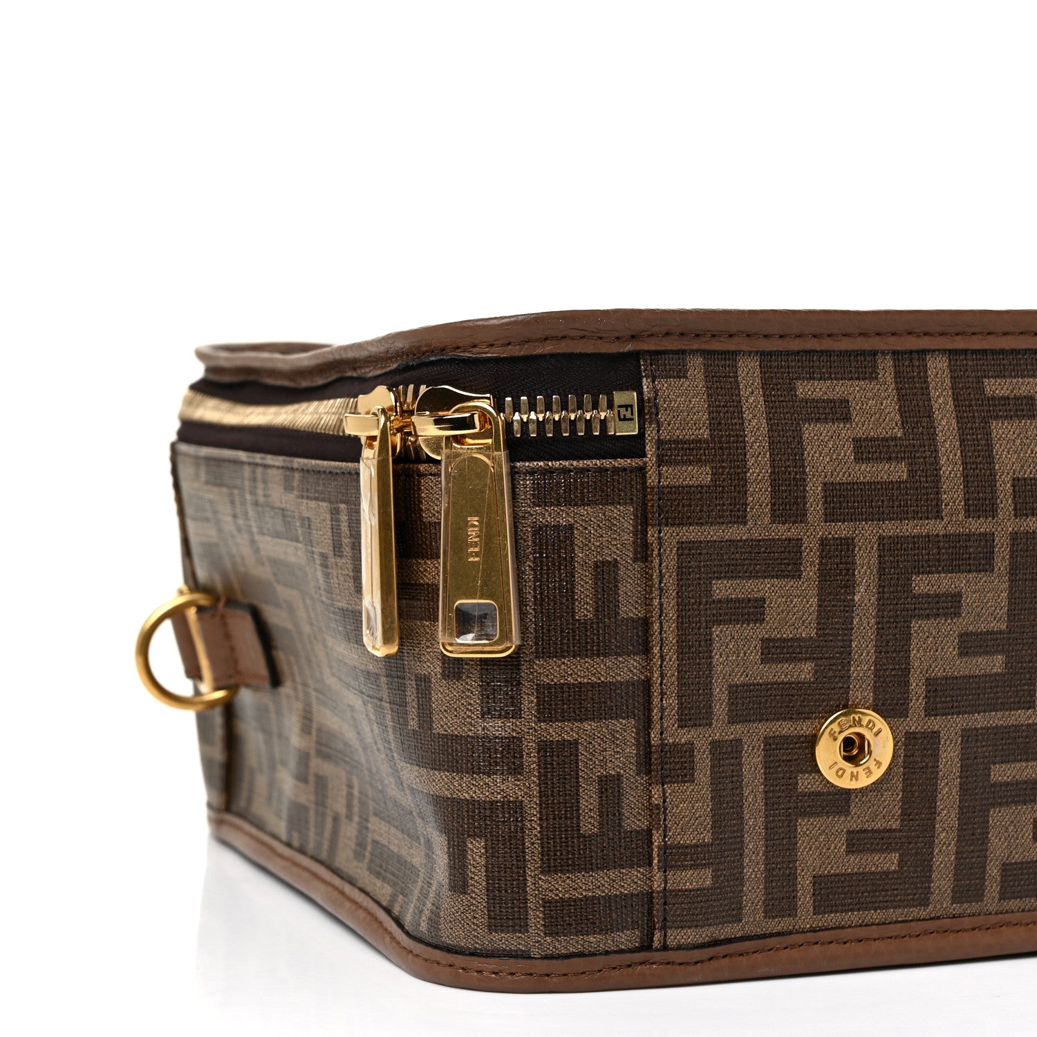 Fendi Glazed Fabric FF 1974 Karligraphy Small Travel Bag Mogano Panna 7 of 8