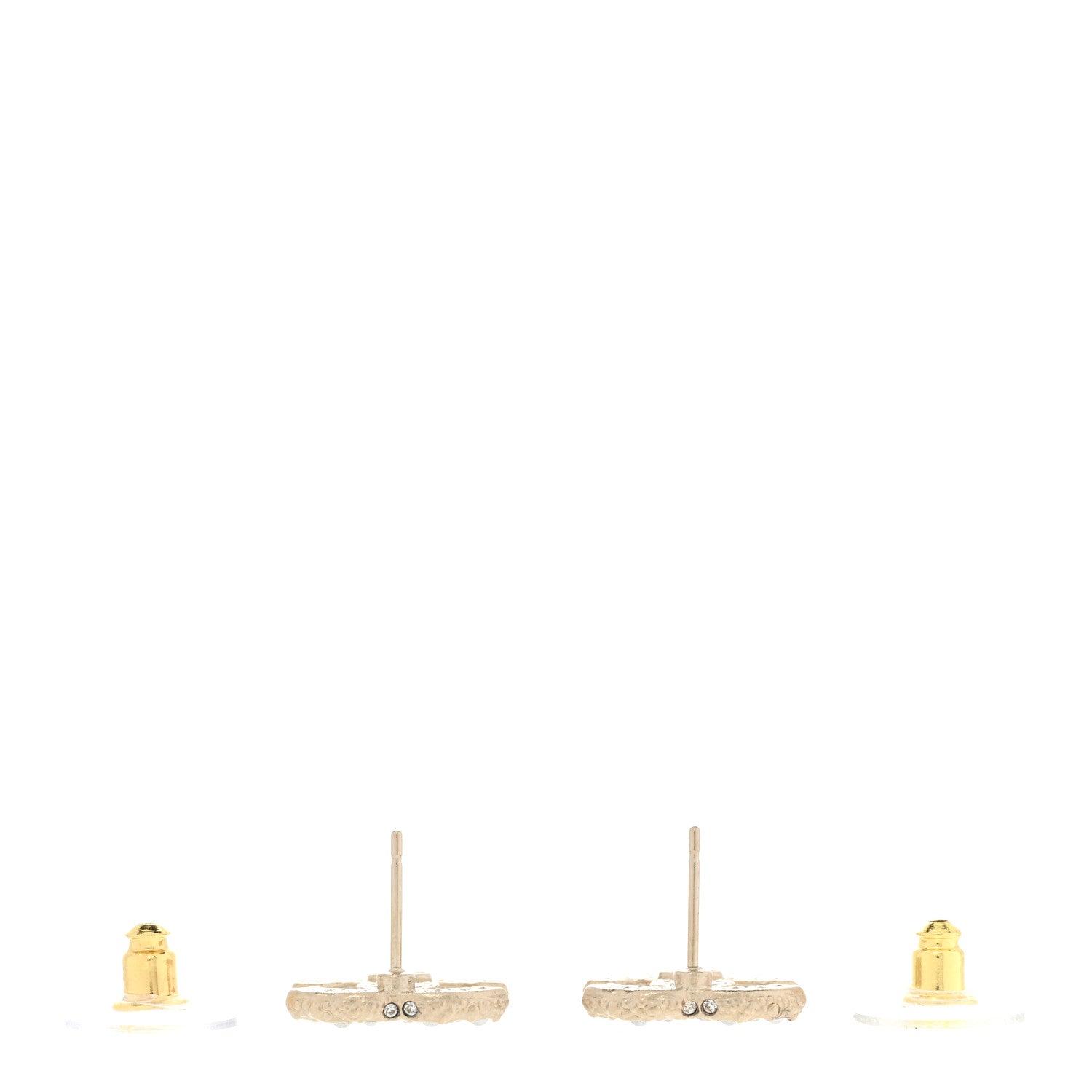 Chanel Pearl Crystal CC Earrings Light Gold 3 of 5