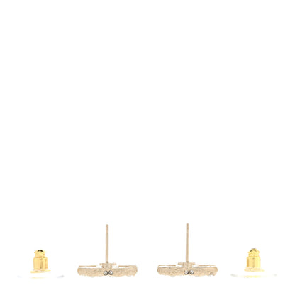Chanel Pearl Crystal CC Earrings Light Gold 3 of 5