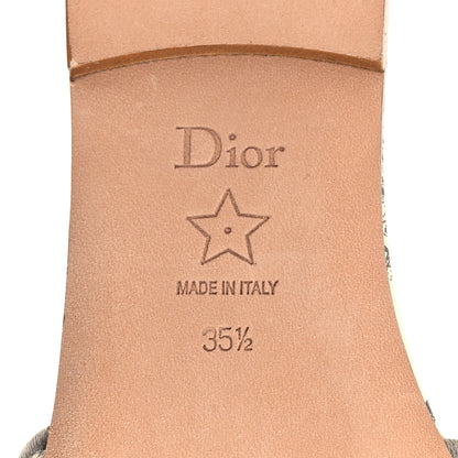 Christian Dior Canvas Toile De Jouy Embroidered Dway Flat Slide Sandals 35.5 Light Grey 6 of 9