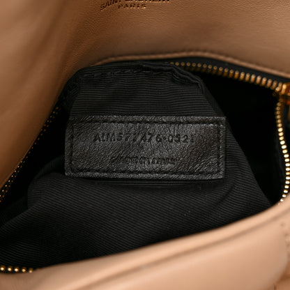 Saint Laurent Lambskin Quilted Small Loulou Puffer Monogram Chain Satchel Dark Beige 7 of 12
