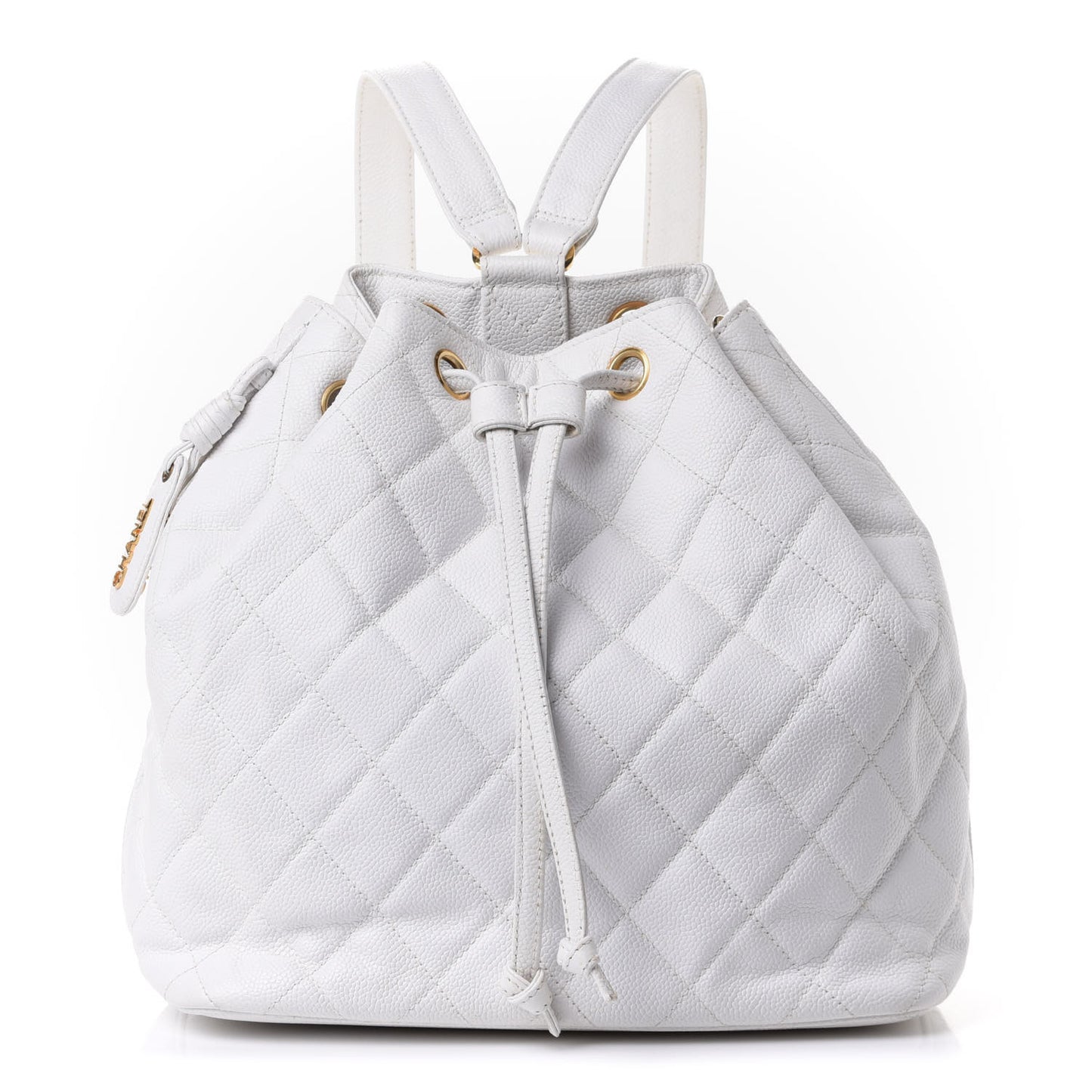 Caviar Quilted Drawstring Backpack White