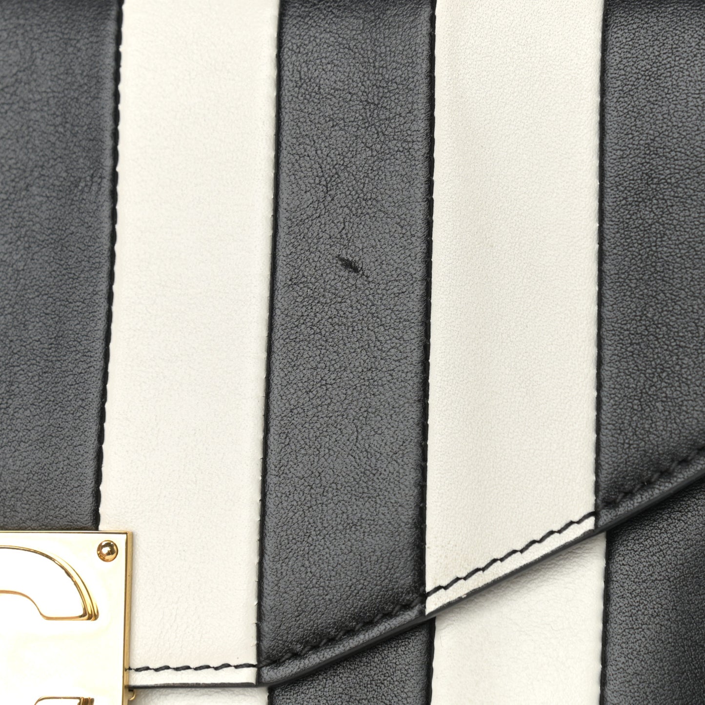 Shiny Calfskin Stripes Small C Bag Black