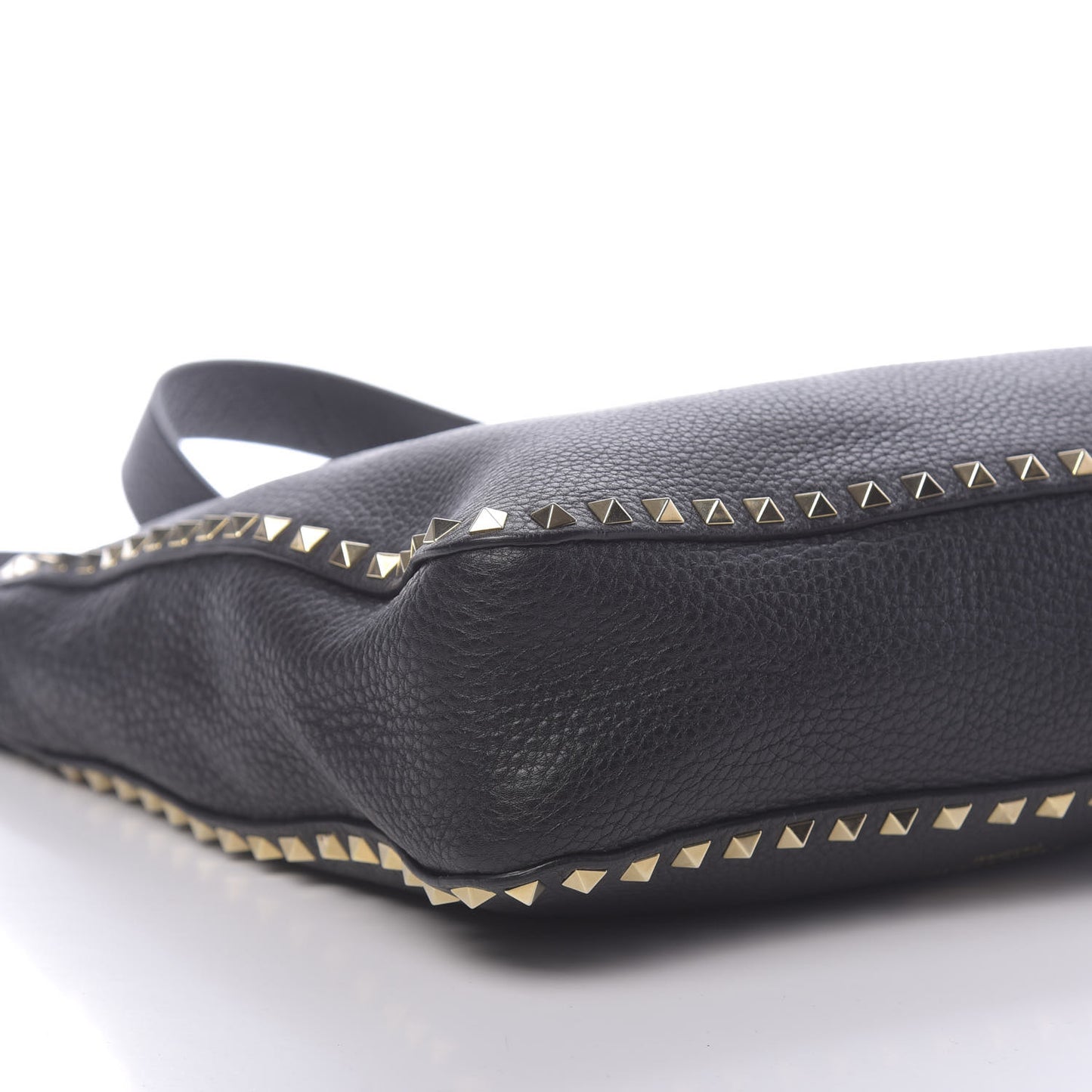 Pebbled Calfskin Large Rockstud Flip-Lock Messenger Bag Black