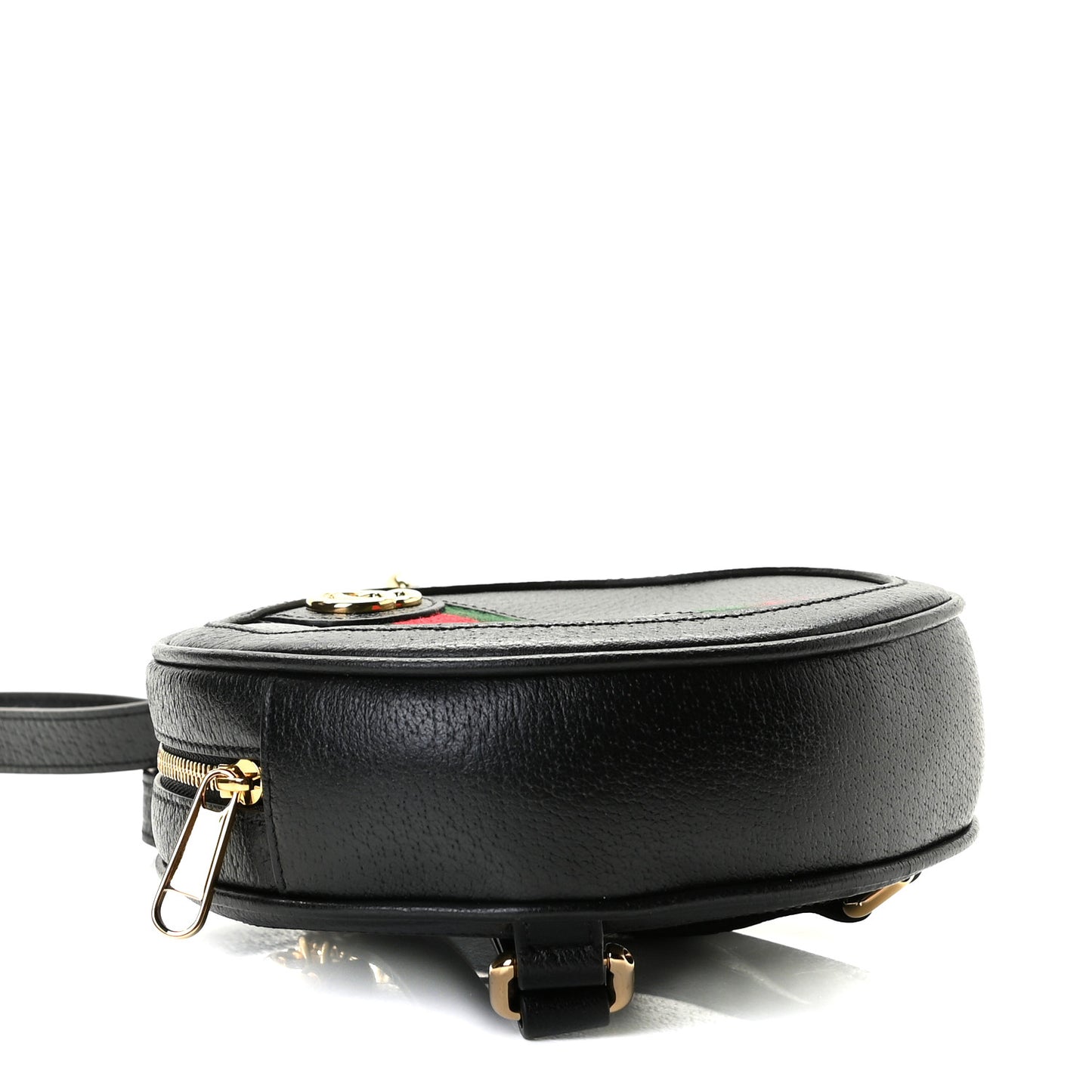 Grained Calfskin Web Mini Ophidia Round Backpack Black