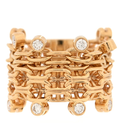 Hermes 18K Yellow Gold Diamond GM Chaine d'Ancre Calypso Ring 55 7.25 1 of 5
