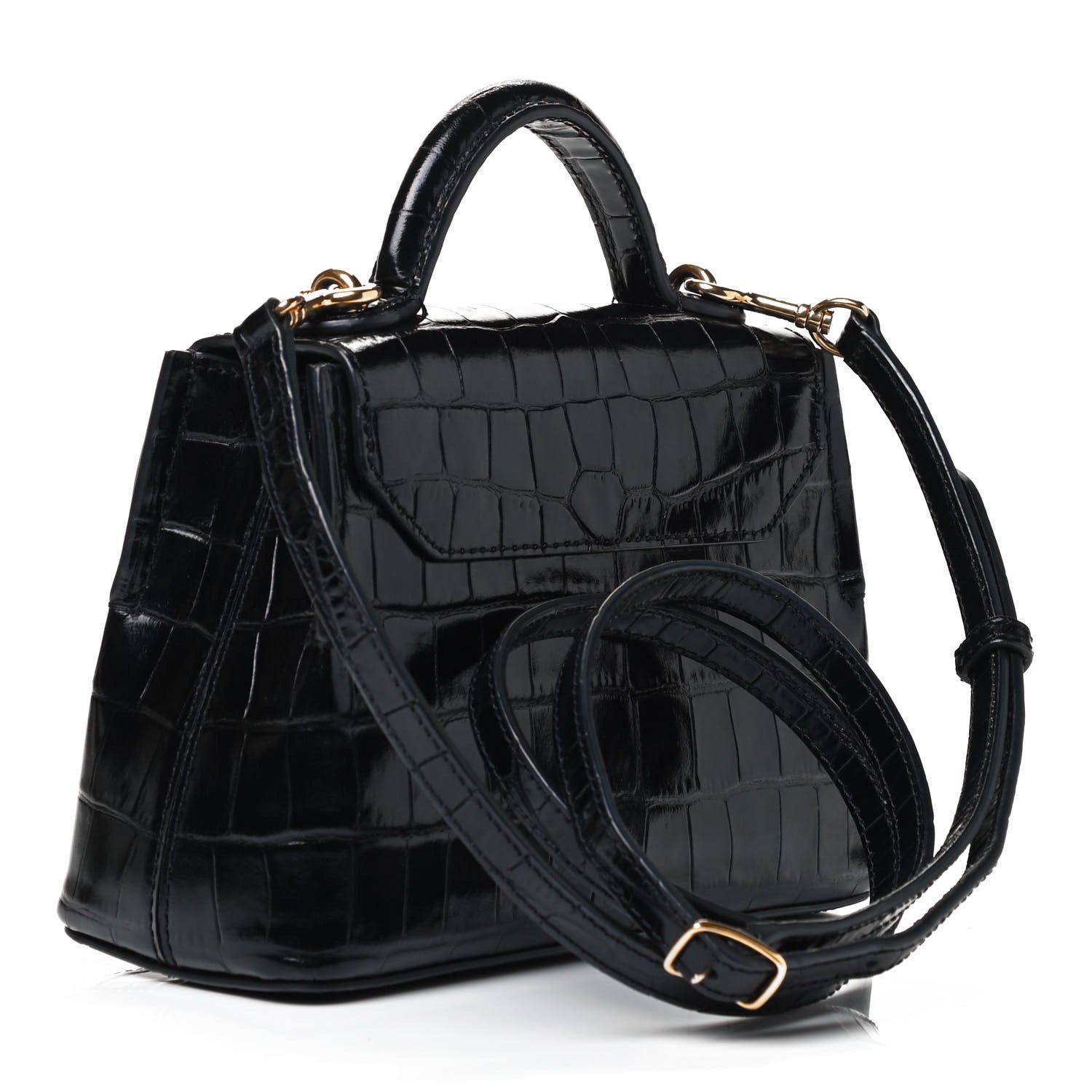 Mulberry Shiny Croc Calfskin Embossed Micro Seaton Black 3 of 9