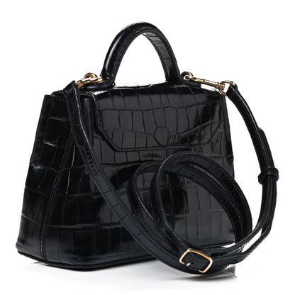 Mulberry Shiny Croc Calfskin Embossed Micro Seaton Black 3 of 9