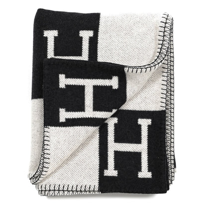 Hermes Wool Cashmere Avalon Blanket Ecru Gris Fonce 2 of 3
