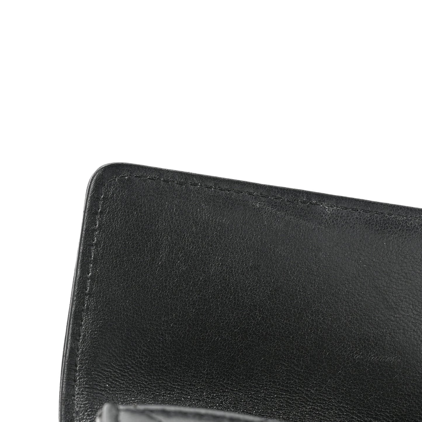 Lambskin Quilted Large Boy Gusset Flap Wallet Black