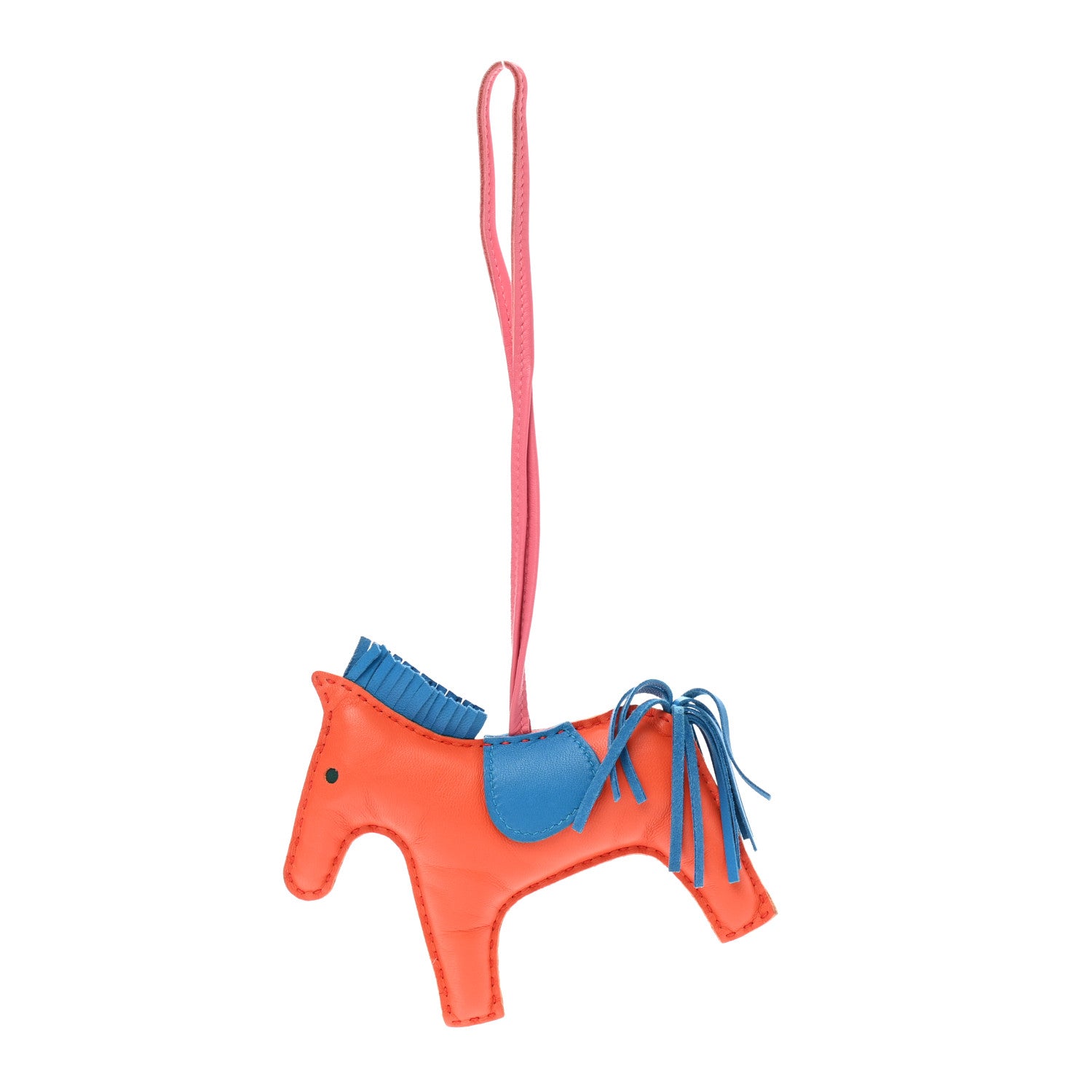 Hermes Milo Lambskin Grigri Rodeo Horse Bag Charm MM Orange Poppy Bleu Izmir Rose Azalee 1 of 5