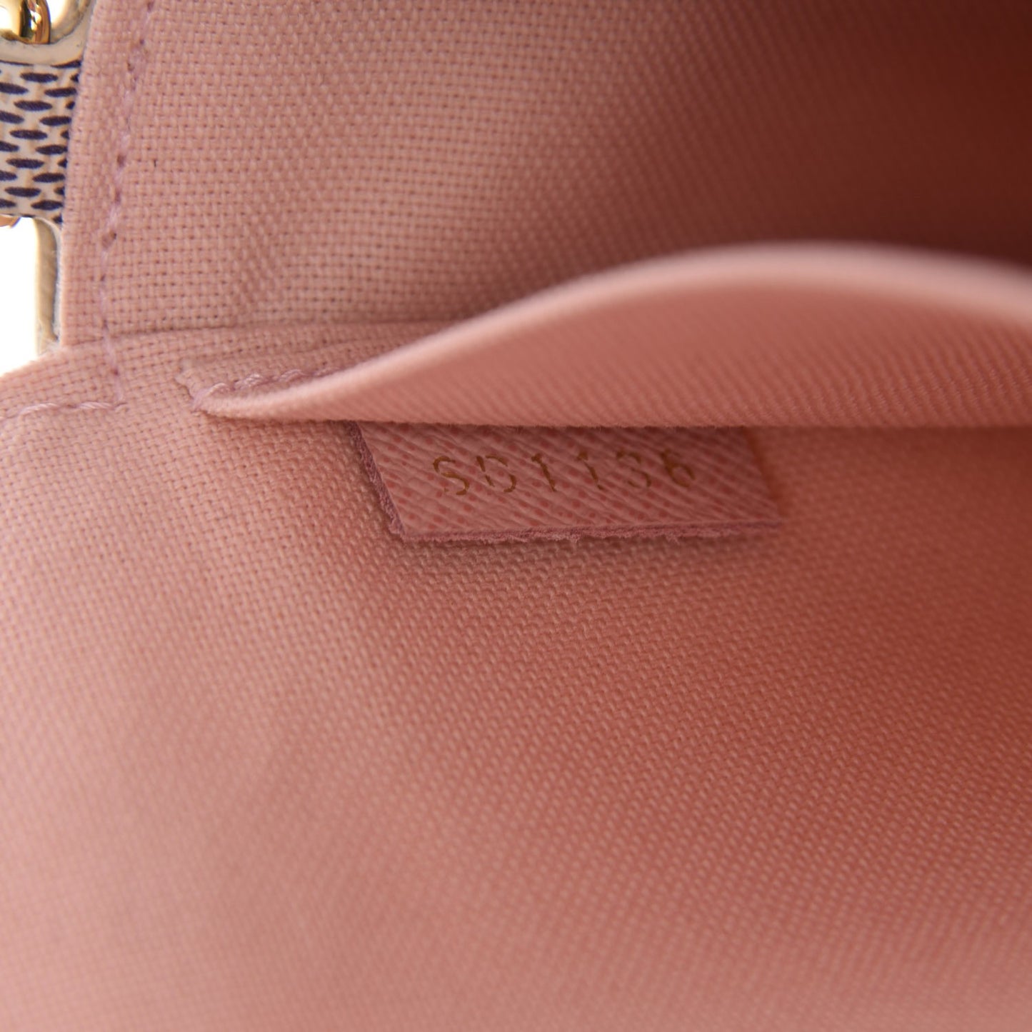 Damier Azur Pochette Felicie Chain Wallet Rose Ballerine