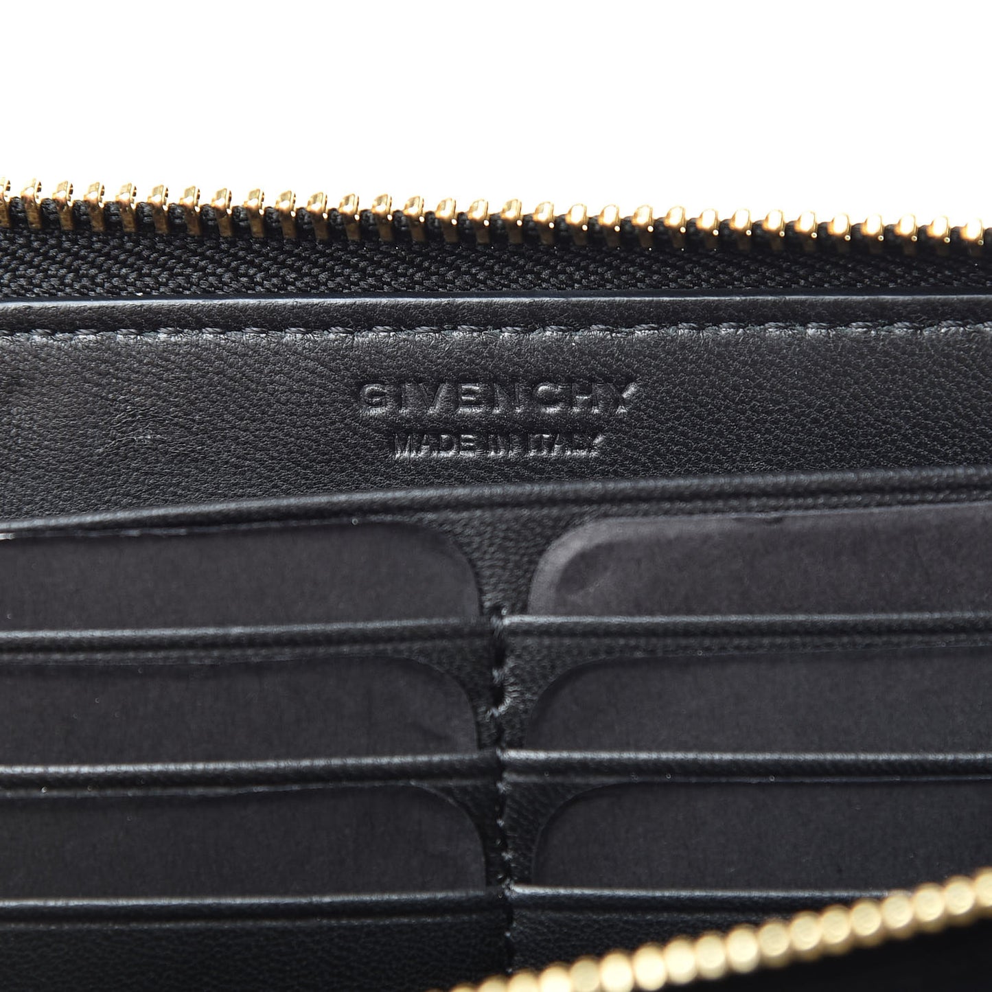 Lambskin Shark Lock Zip Around Wallet Black