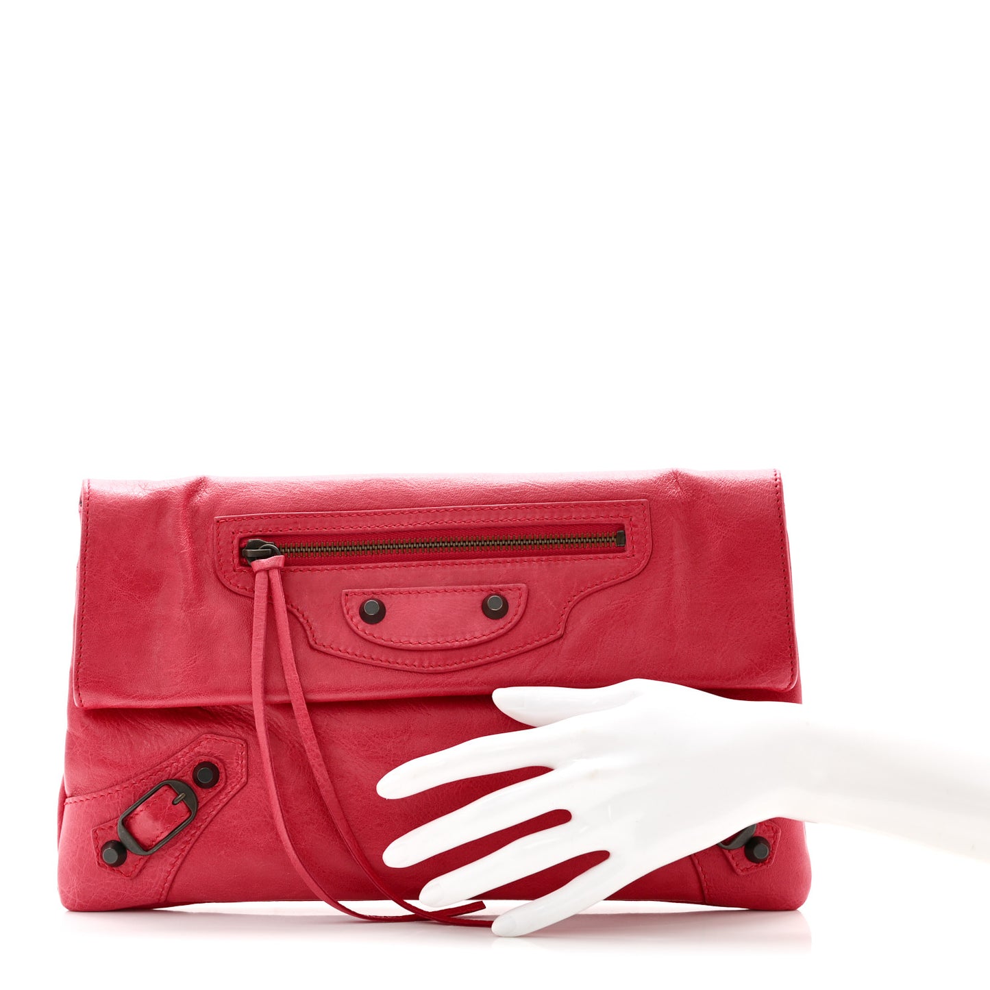 Agneau Classic Hardware Envelope Clutch Rose Thulian