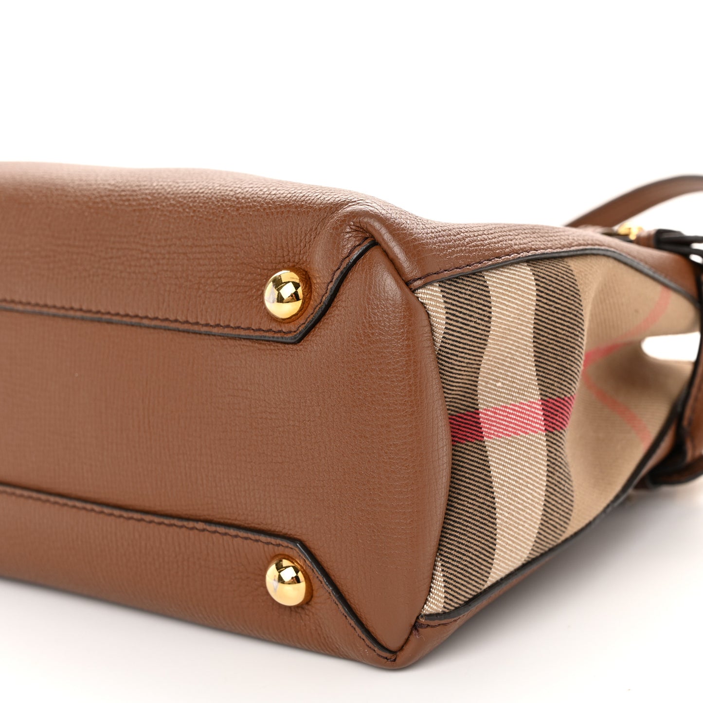 Derby Calfskin House Check Small Banner Tote Tan
