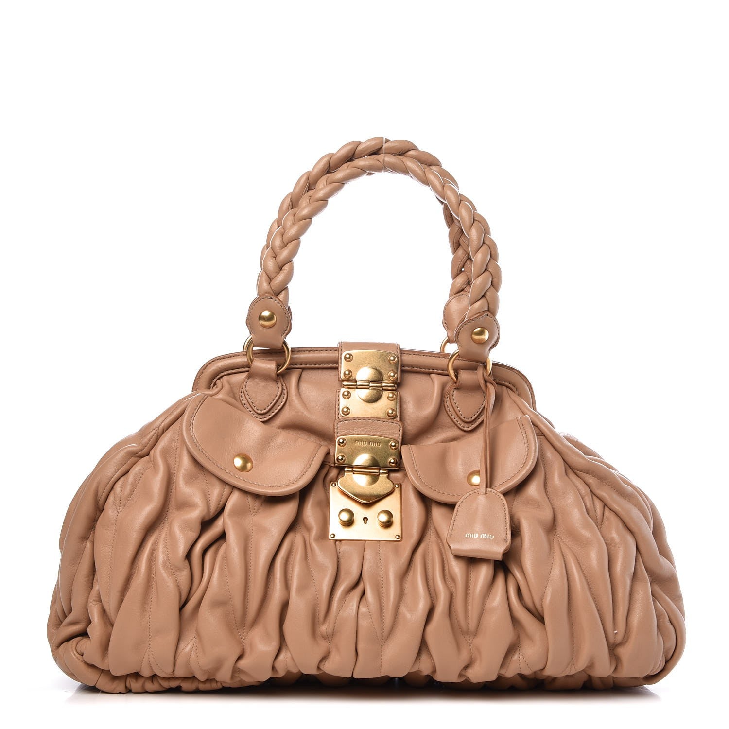Miu Miu Nappa Matelasse Coffer Frame Tote Beige 1 of 13