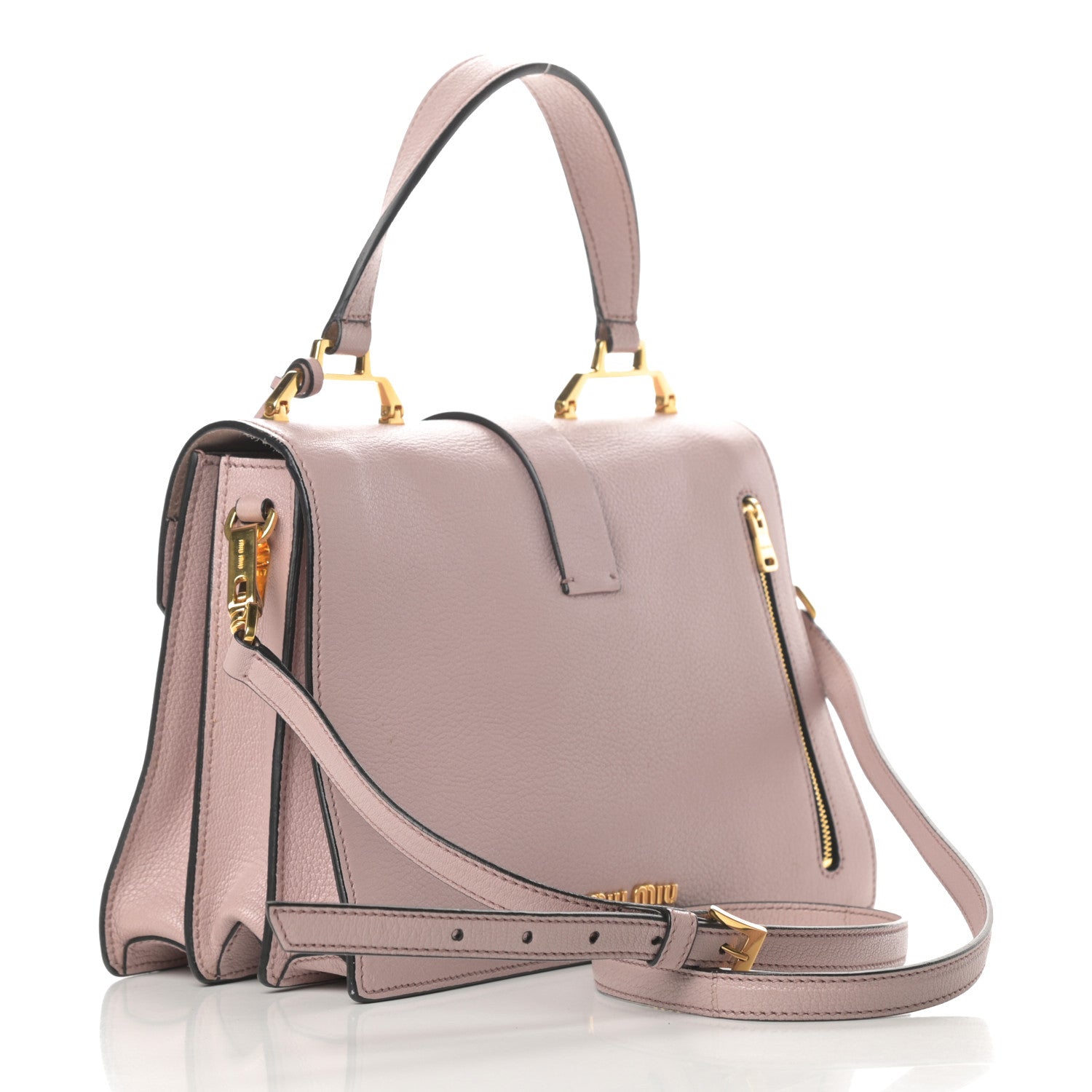 Miu Miu Goatskin Madras Top Handle Bag Mughetto 3 of 20