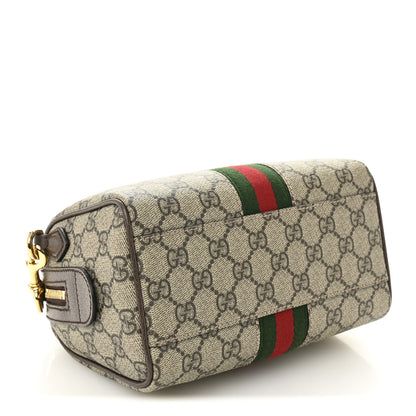 Gucci GG Supreme Monogram Textured Dollar Calfskin Web Mini Ophidia Top Handle Bag Beige Ebony New Acero 4 of 11