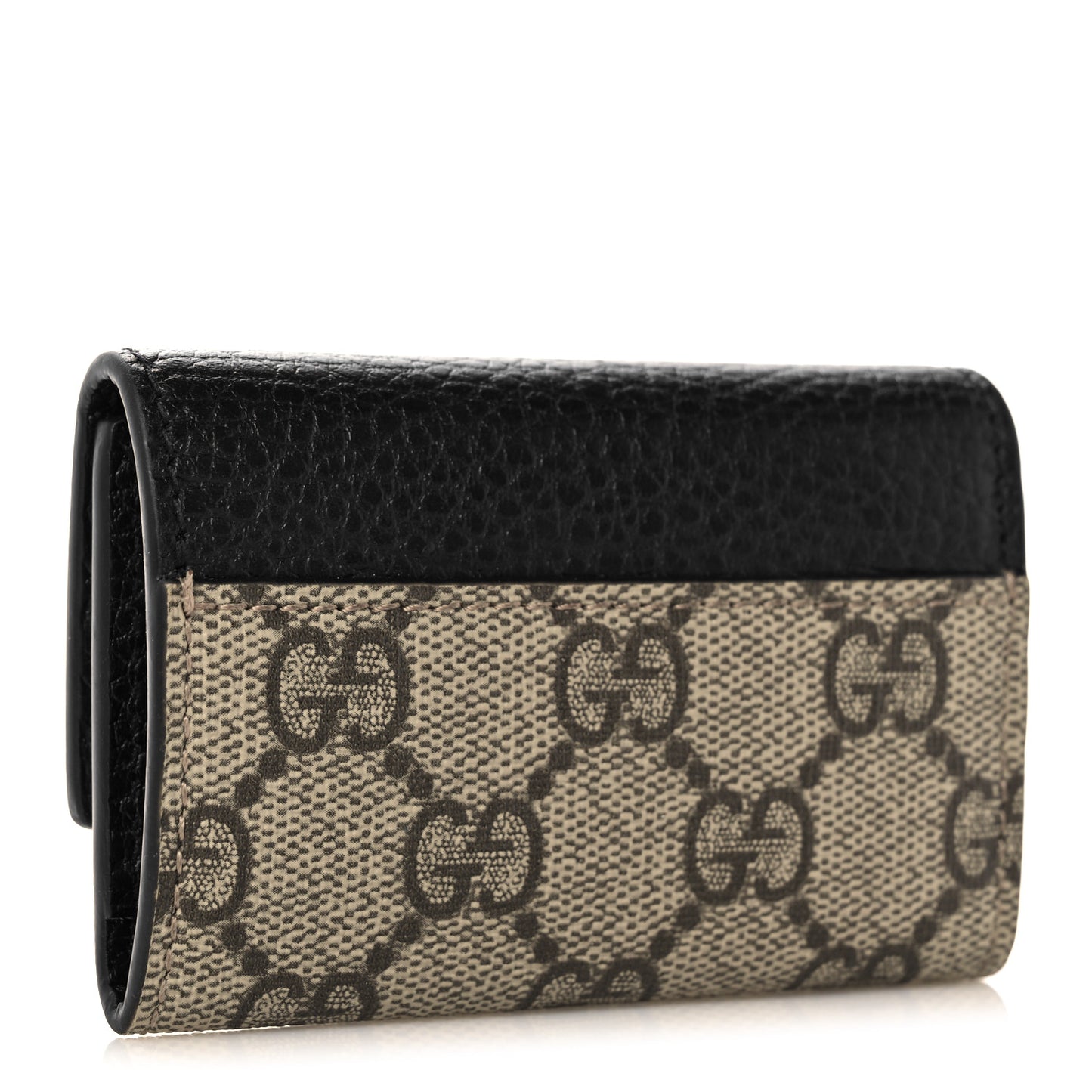 Dollar Calfskin GG Supreme Monogram GG Marmont 6 Key Holder Case Black Beige Ebony