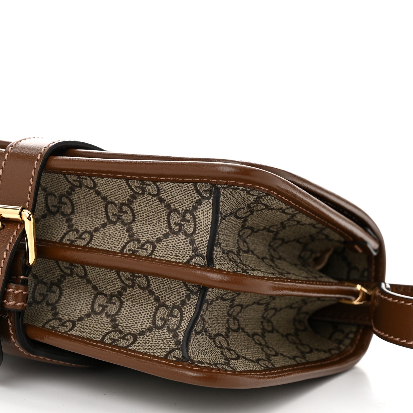 GG Supreme Monogram Azalea Calfskin Mini Retro Interlocking G Flap Shoulder Bag Beige Ebony Brown Sugar