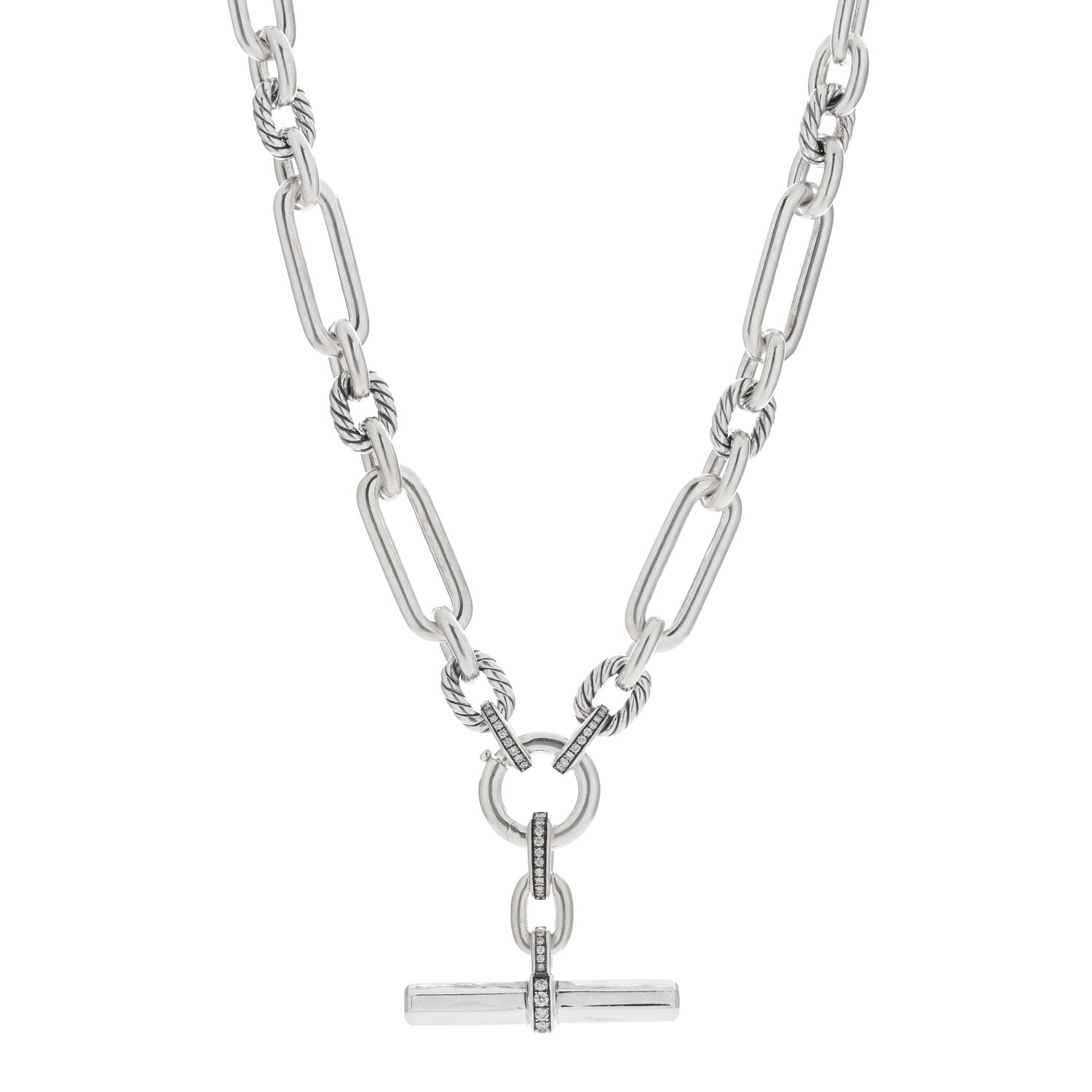 David Yurman Sterling Silver Diamond Lexington Chain Necklace 1 of 3