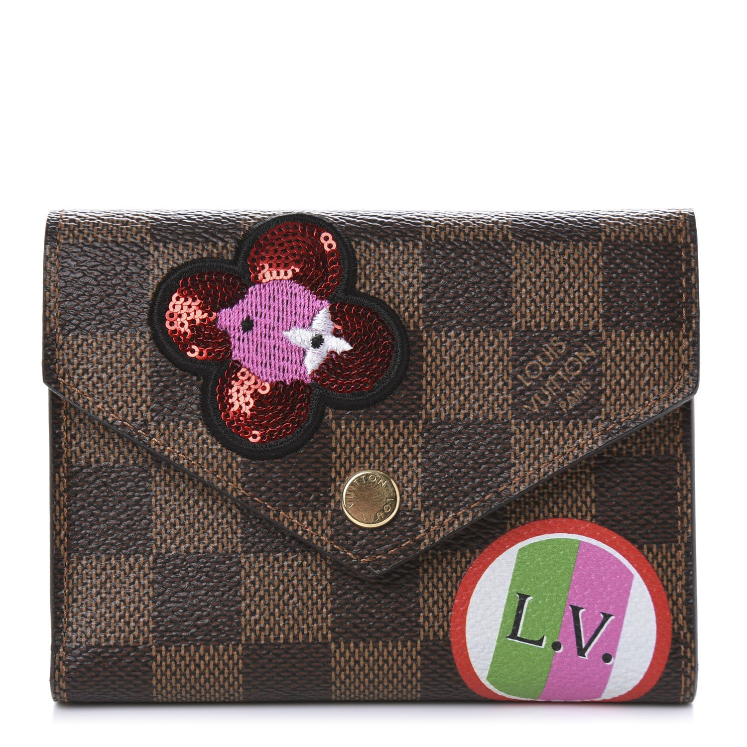 Louis Vuitton Damier Ebene Stories Victorine Wallet Red 1 of 8