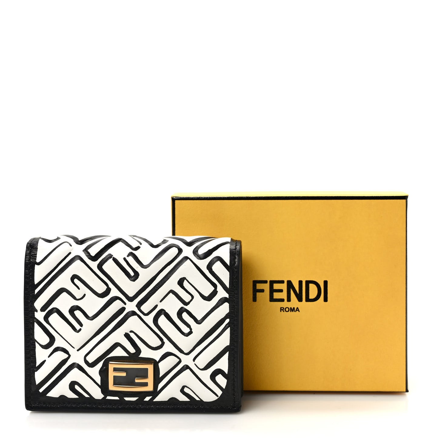 X JOSHUA VIDES Nappa FF Embossed Baguette Wallet White Black